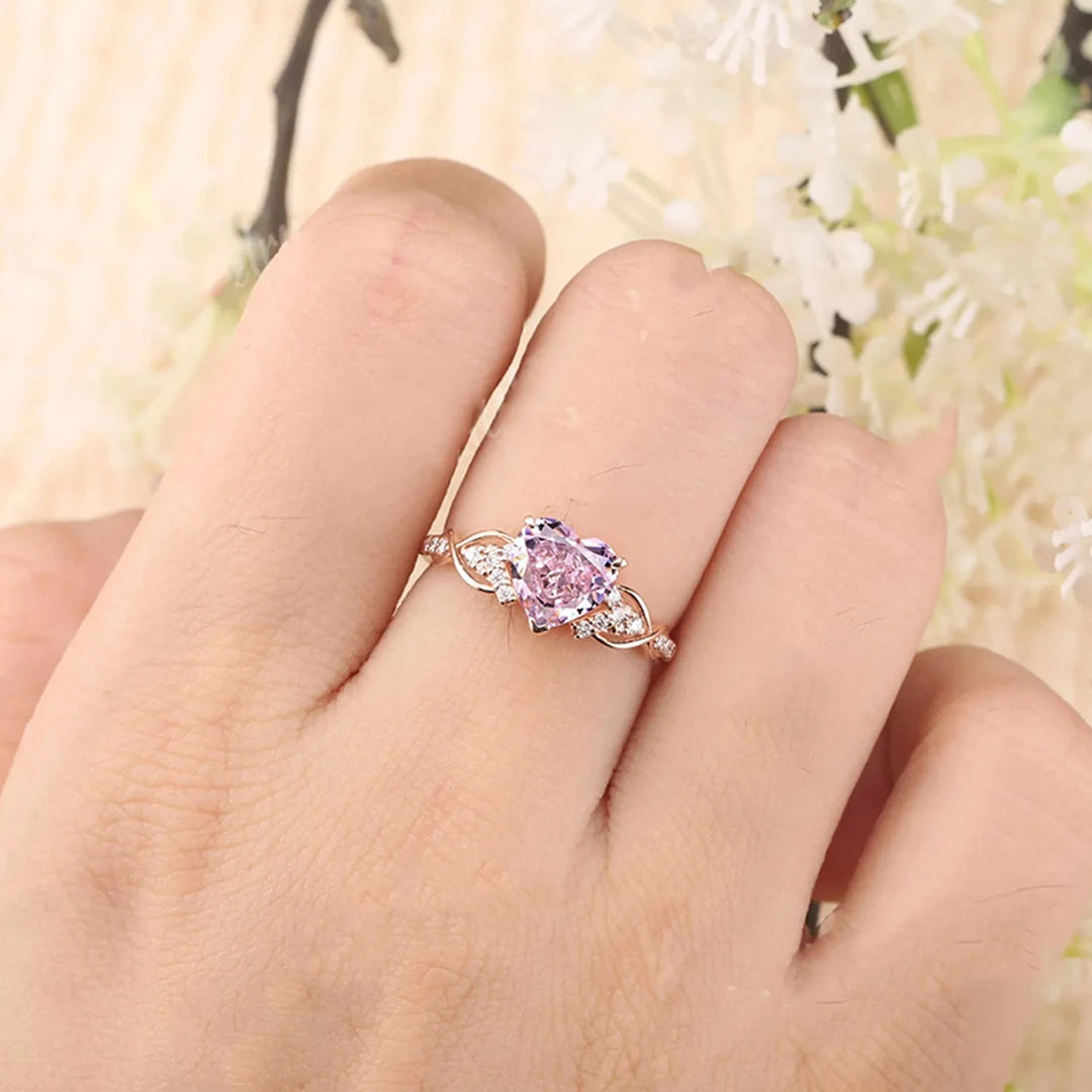 Brystkræftbevidsthedsring med lyserød diamant (1+1 GRATIS)