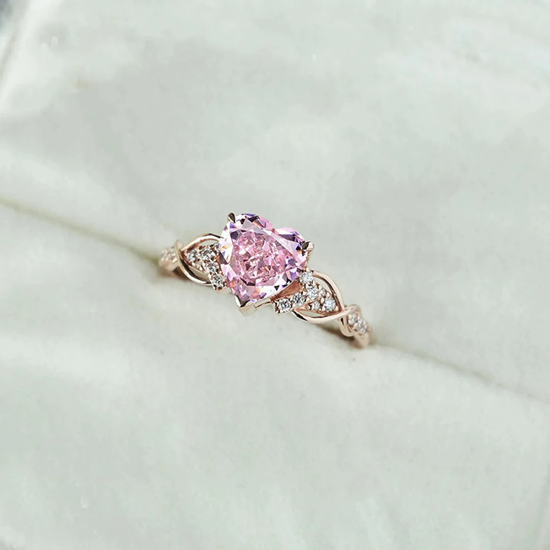 Brystkræftbevidsthedsring med lyserød diamant (1+1 GRATIS)