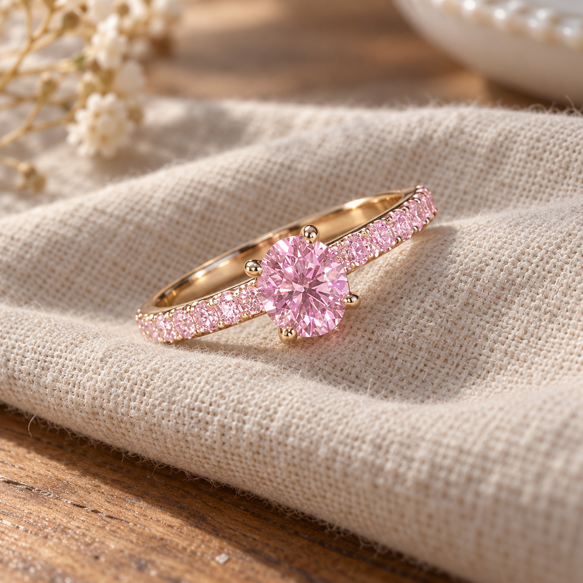 Rosa Håb – Ring med rosa sten - 1+1 GRATIS
