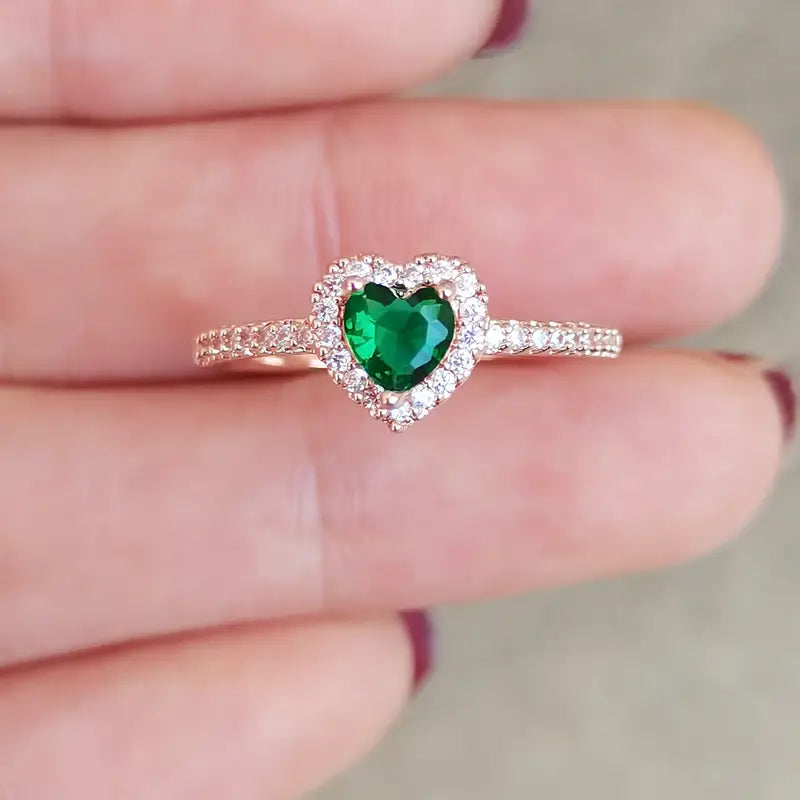 Pink Hjerte Kubisk Syntetisk Zirkonia Ring