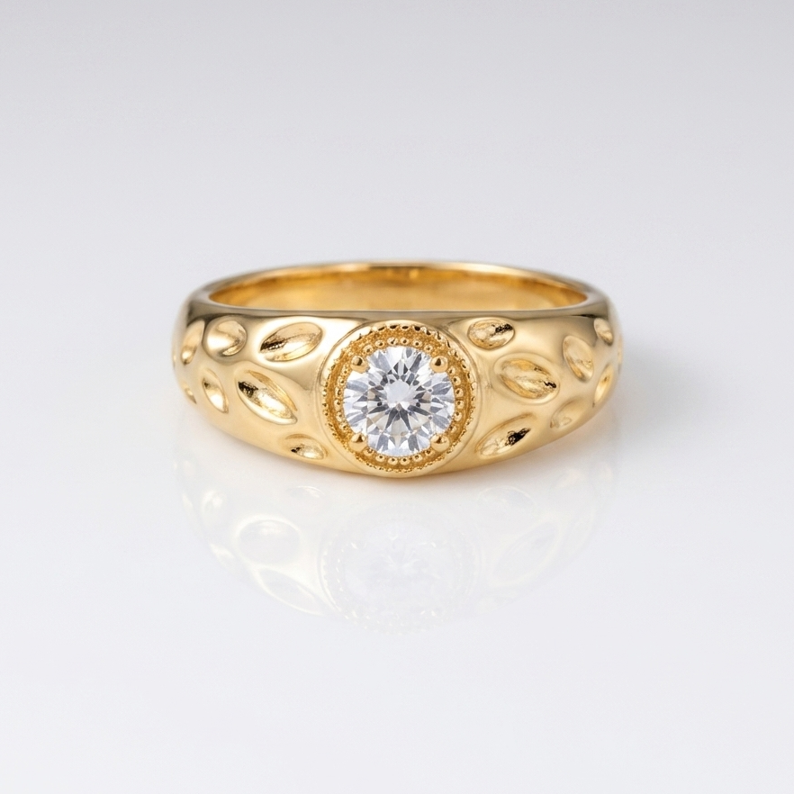 VINTAGE ZIRKON GULD RING - (JUSTERBAR)