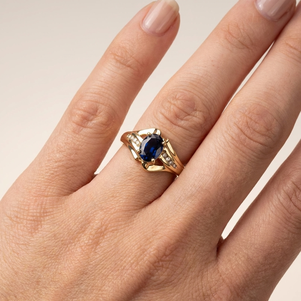 GOLD OG BLÅ MAJESTÆTSRING