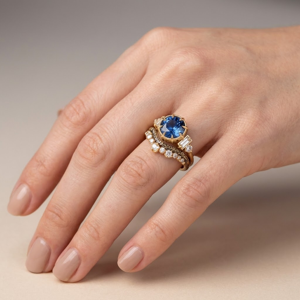 VINTAGE SAFIR GULD RING