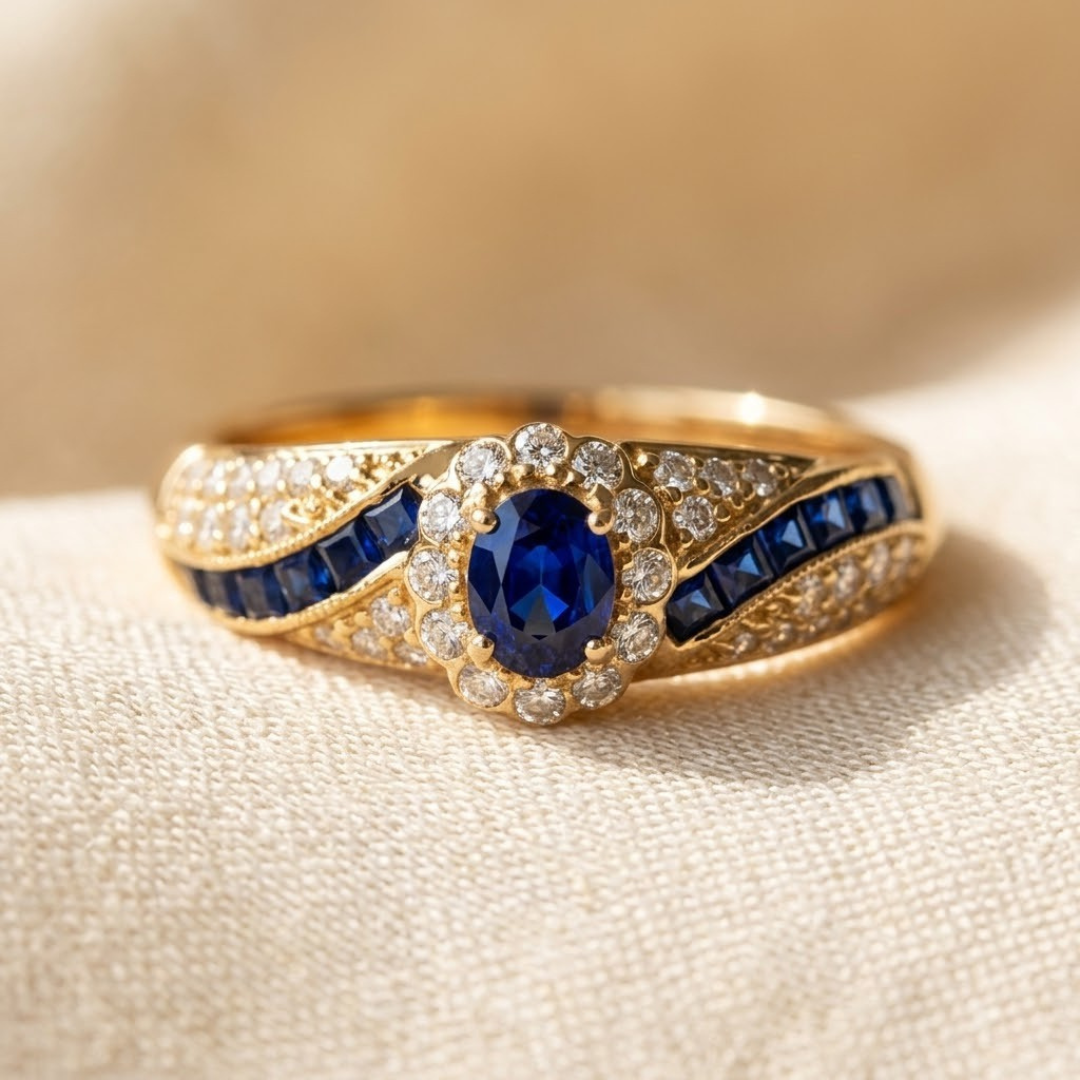 Guldring med safir