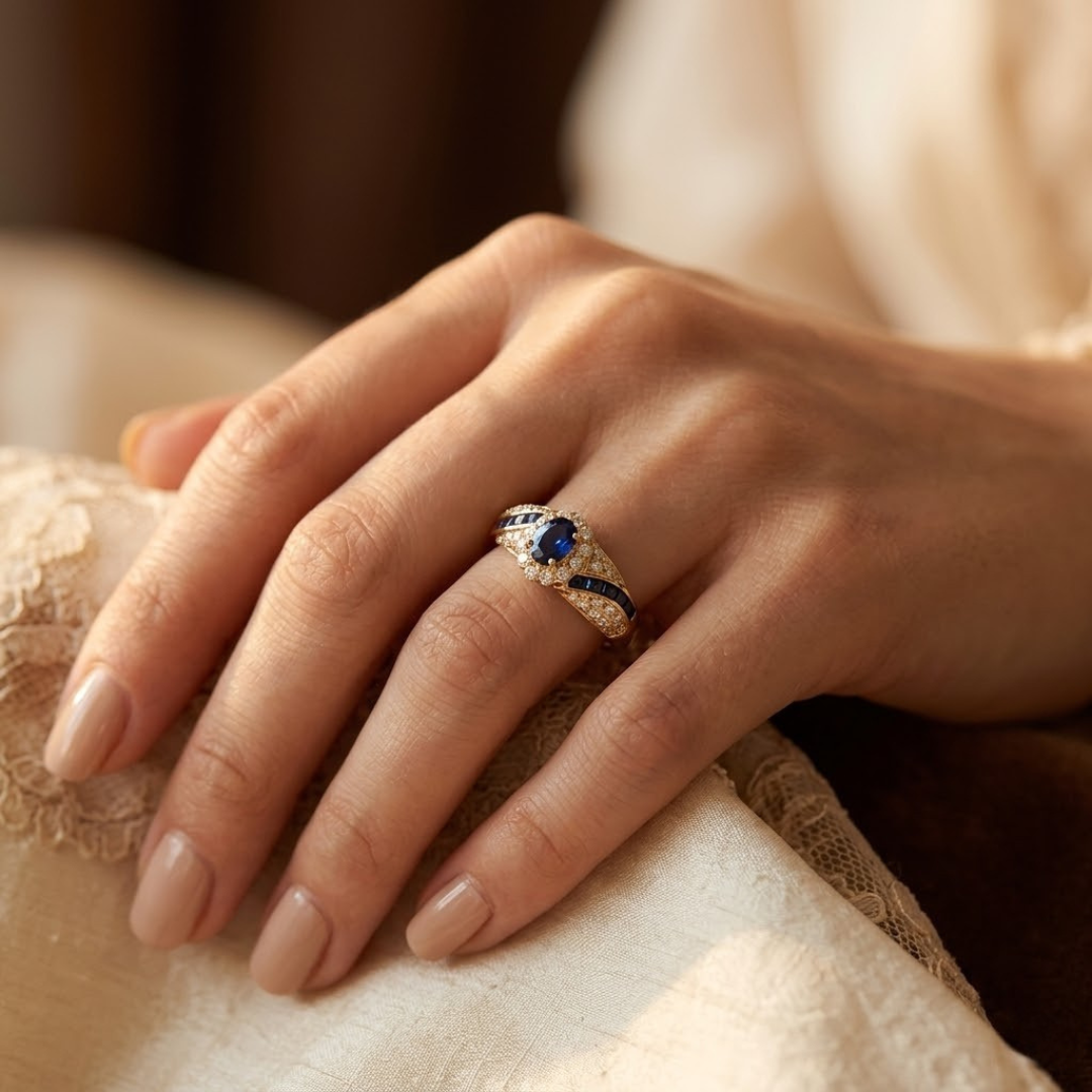 Guldring med safir