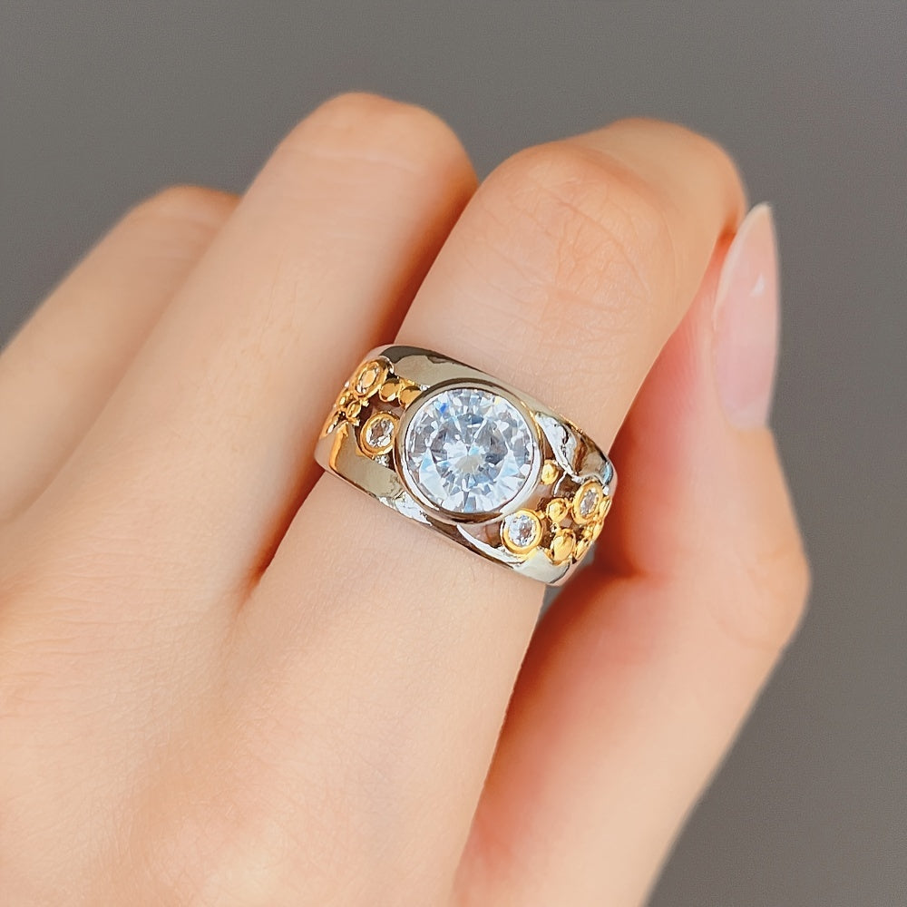 Guld To-tonet Zirkonia Ring
