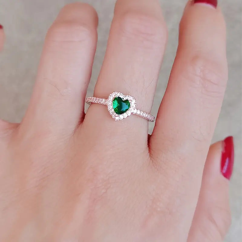 Pink Hjerte Kubisk Syntetisk Zirkonia Ring