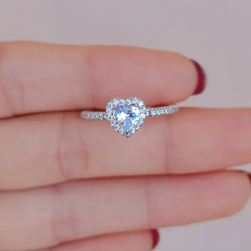 Pink Hjerte Kubisk Syntetisk Zirkonia Ring