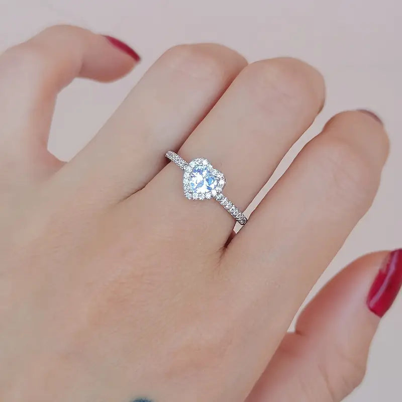Pink Hjerte Kubisk Syntetisk Zirkonia Ring