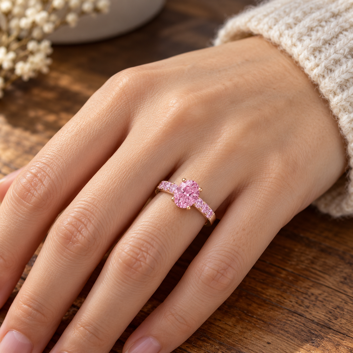Rosa Håb – Ring med rosa sten - 1+1 GRATIS