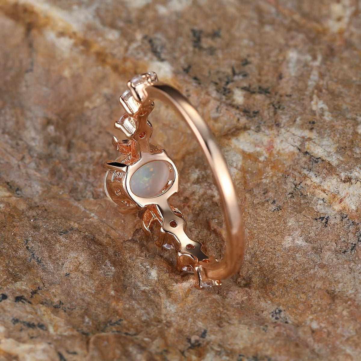 Opal-måne-ring | Rosaguld