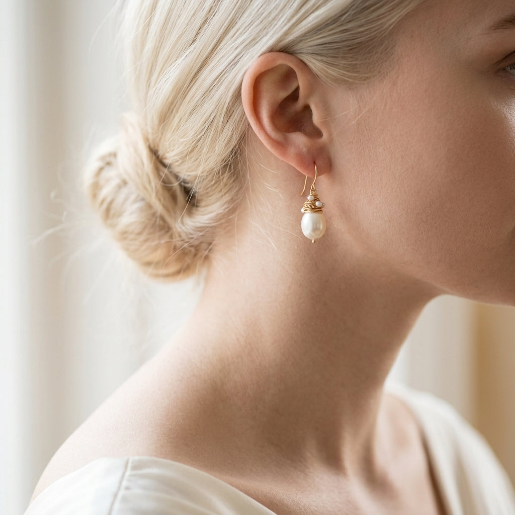 Golden Thread Pearl Vintage-øreringe