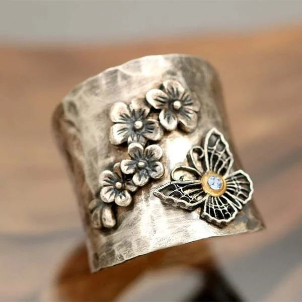 Bi Blomst Sommerfugl Bred Band Ring