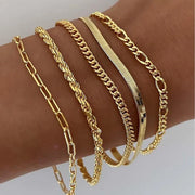 Armbåndssæt i 5 dele i guld