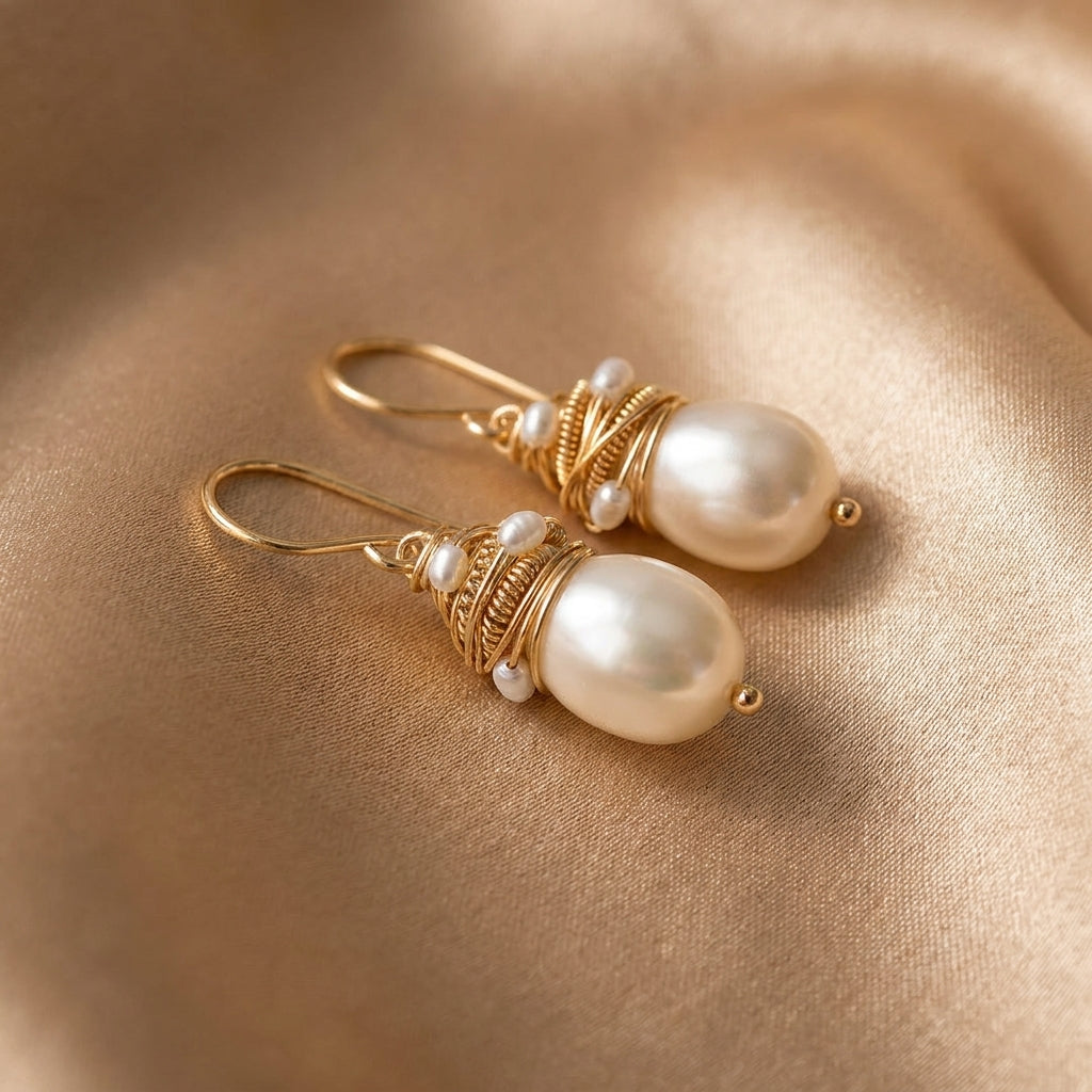 Golden Thread Pearl Vintage-øreringe