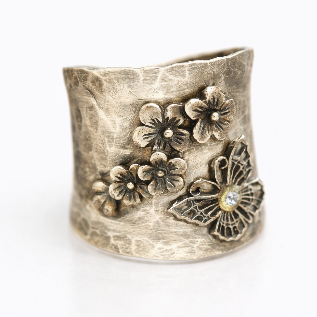 Bi Blomst Sommerfugl Bred Band Ring