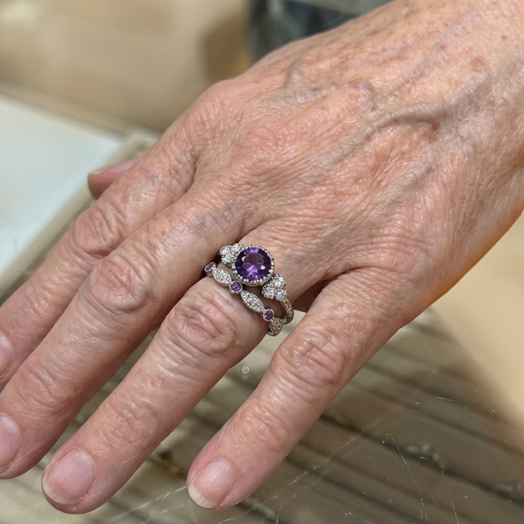Violetis krone ringsæt | Hvidguld