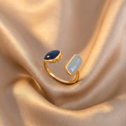 Bohemian Blå Ædelsten Justerbar Ring