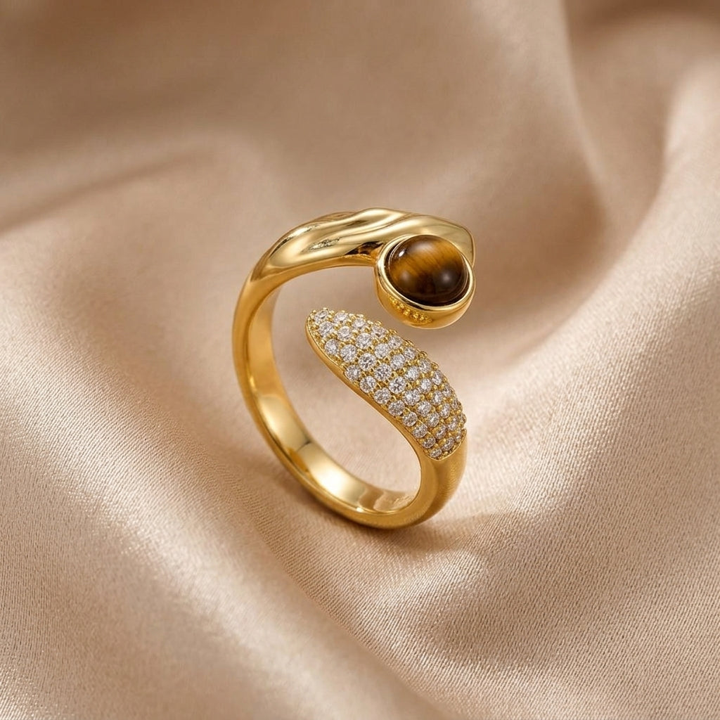 Åben ring Slange Zircon Pegefingerring