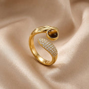 Åben ring Slange Zircon Pegefingerring