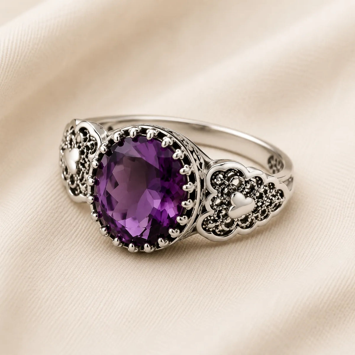 Dekorativ oval ring med zirkonia