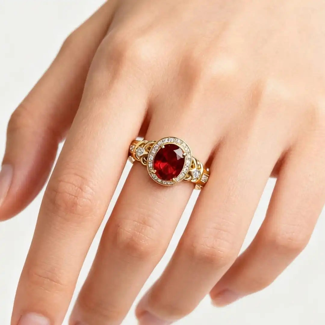 Ruby Halo knude statement-ring