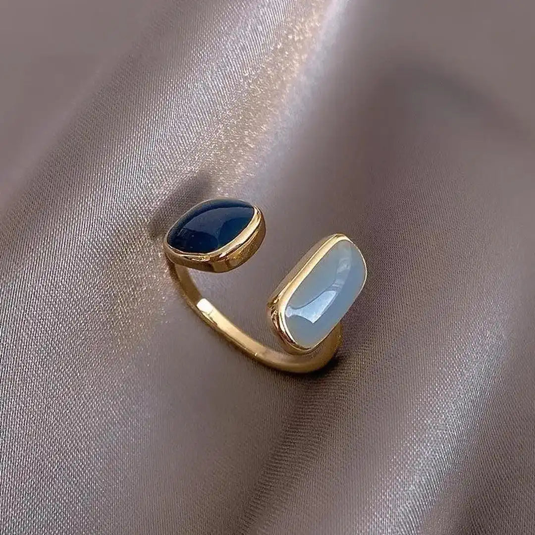 Bohemian Blå Ædelsten Justerbar Ring