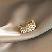 Justerbar vintageperle- og zirkoniaring
