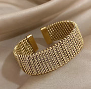 Brystkræft-bevidsthed | Klassisk åbent armbånd i flettet vintage-mesh