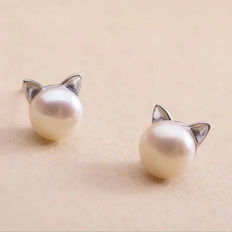 Perlekat Øreringe "Purrfectly Elegant" - Sterlingsølv