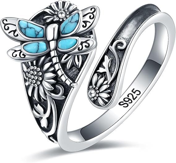 Sterlingsølv turkis ske ring – Vintage Boho Wrap Ring med guldsmed