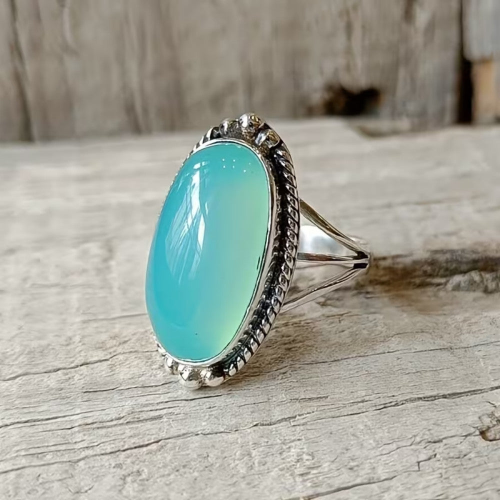 Noemi™ - Anello con Turchese e Fascia Intrecciata