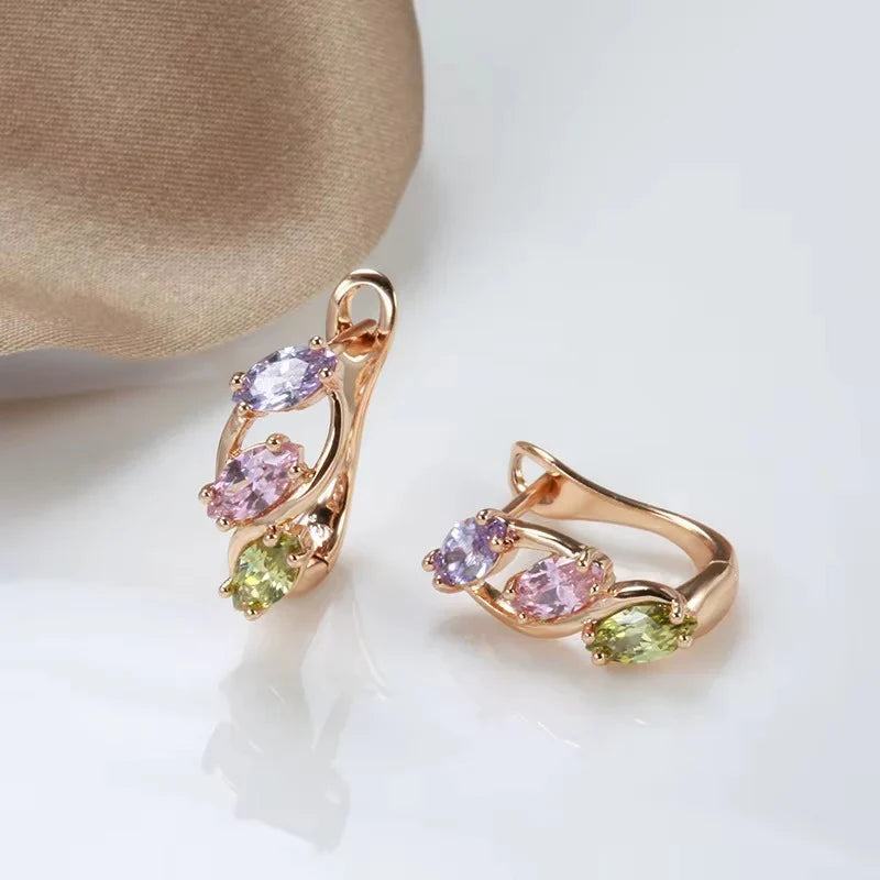 Brystkræft-bevidsthed | Elegante creoler med farverig zirkon