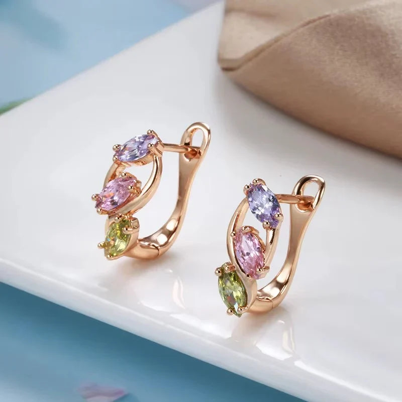 Brystkræft-bevidsthed | Elegante creoler med farverig zirkon