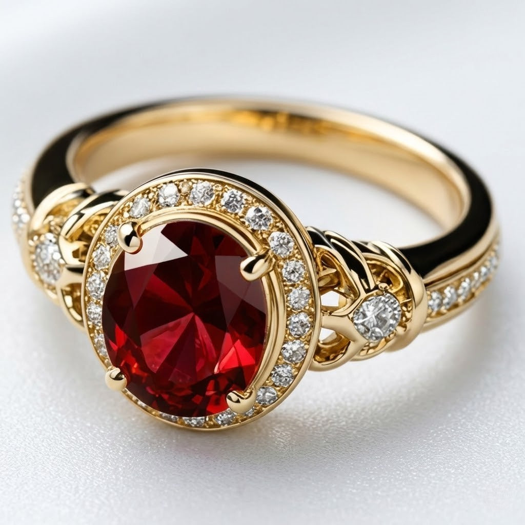 Ruby Halo knude statement-ring