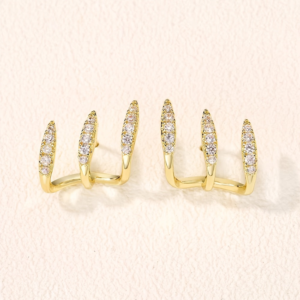 Elegante øreringe med strass i tre grebstakker