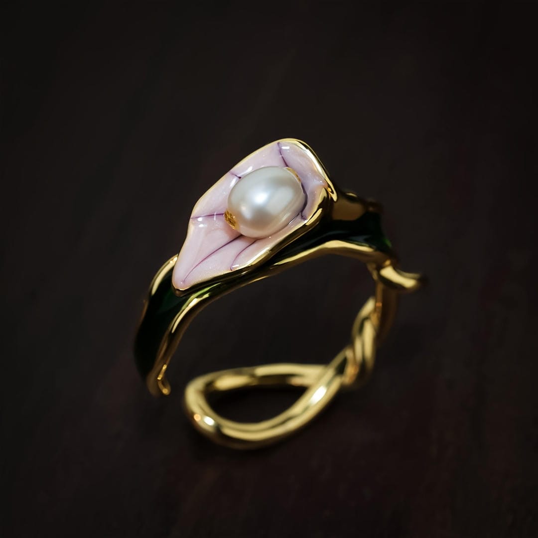 Pearl Petal Twist Åben Justerbar Ring