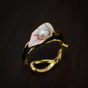 Pearl Petal Twist Åben Justerbar Ring