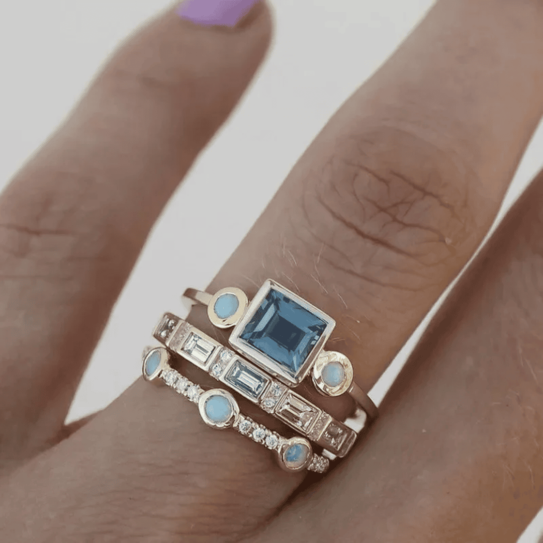 Ocean Charm Blåt Ringsæt