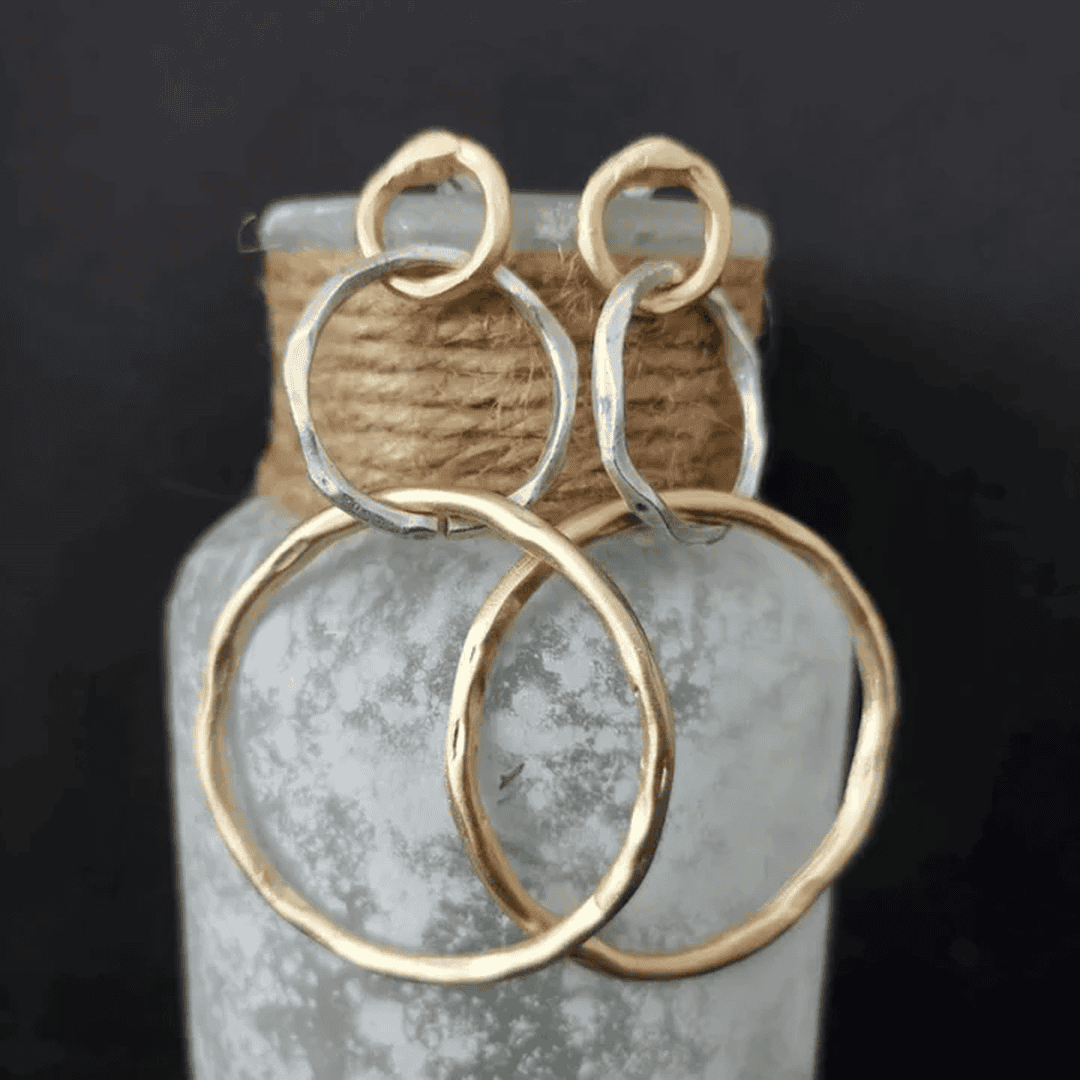 Vintage guld- og sølvringeøreringe