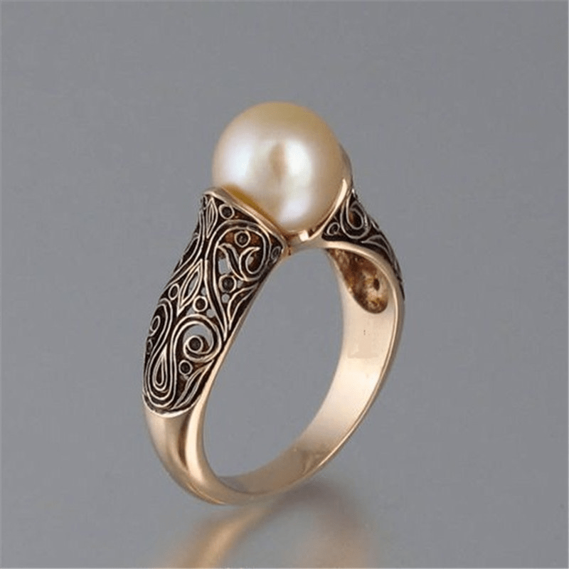 Vintage Ring med Gylden Perle