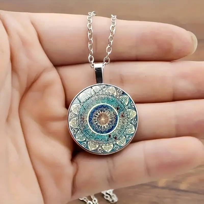 Vintage halskæde med blå mandala