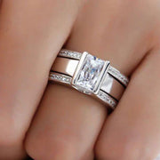 Antik ring med indlagt glas | Hvidguld