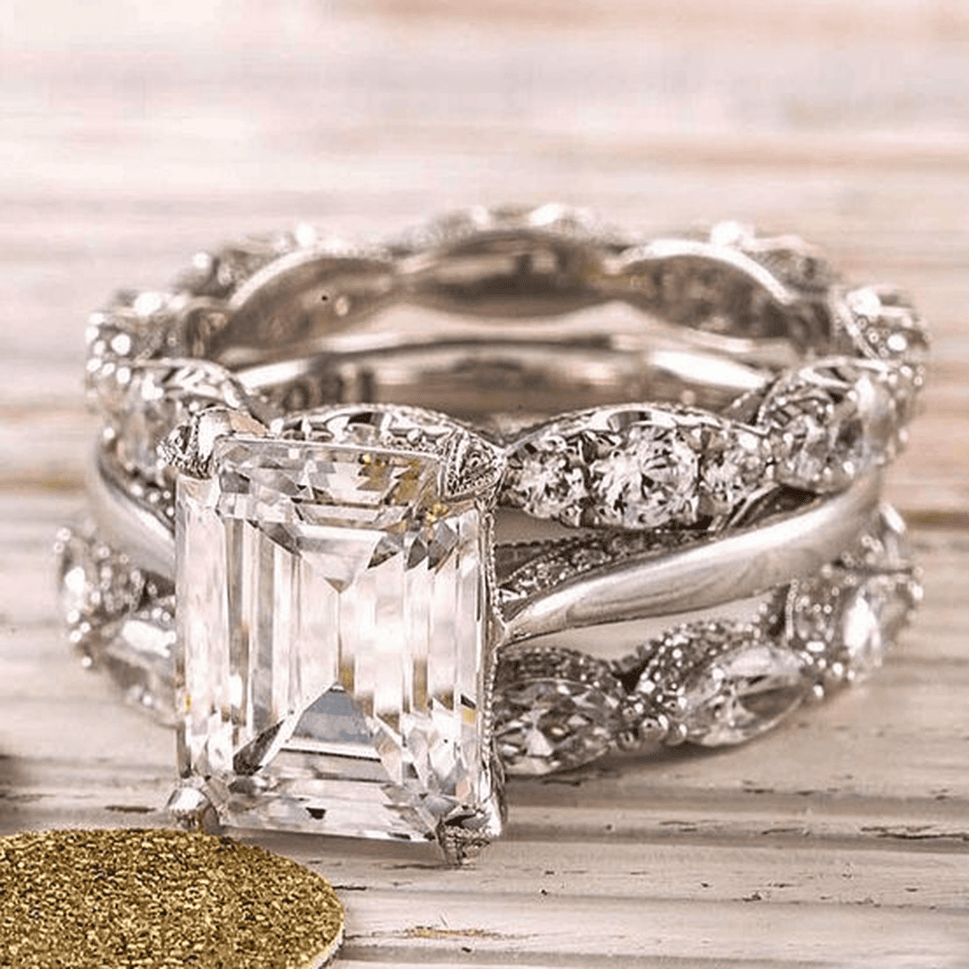 Vintage sølv skinnende lagdelt ring