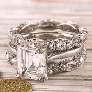 Vintage sølv skinnende lagdelt ring