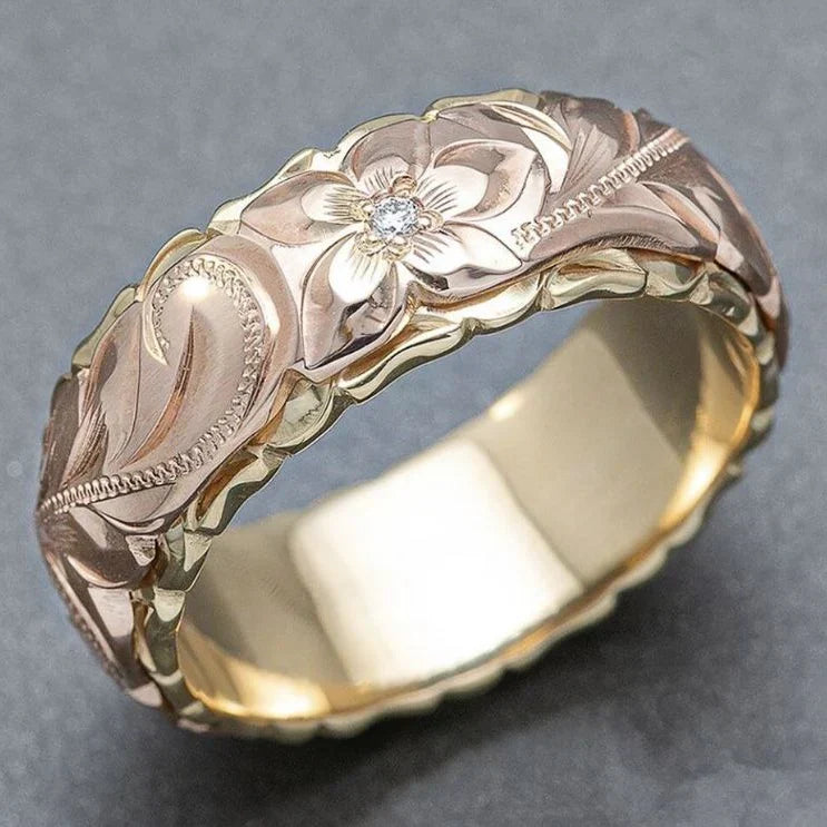 Vintagering i guld med rose