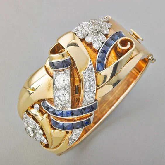 Vintage guldring med zirkonia